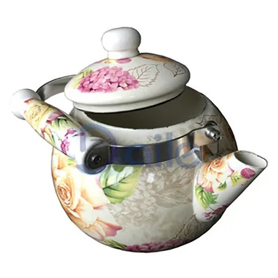 China Wholesale Flower Decal Enamelware Teapot with Enamel Cover