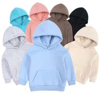 Custom Logo Children's Spring Sweat-absorbing Breathable Loose Solid Color Hoodie with Hat