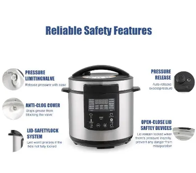 Kitchen Appliance 6L Electric Pressure Cooker Smart Touch Control with Keep Warm Delay Time Function Safety Design for Home Use