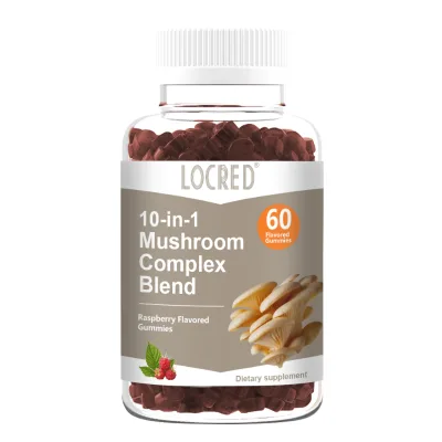Hot Selling 10-in-1Mushroom Complex Blend Raspberry Flavored Gummies Natural Energy Support