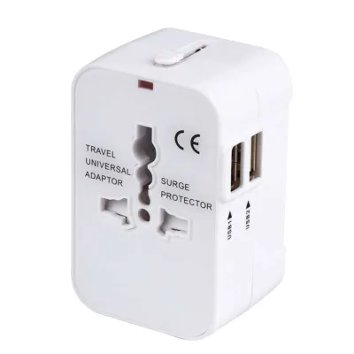 Popular New Item HHT202 Non-grounding World All in One Plug Travel Adapters With Dual Usb