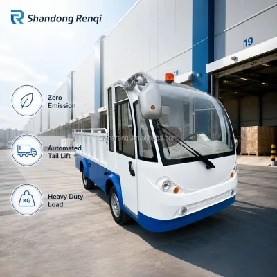 Heavy Duty Electric 4 Wheel Transport Vehicle Hydraulic Tailboard Logistic Cargo Delivery 72V100AH Battery 80-100KM Range