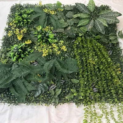 UV Stabilised PE Plastic Vertical Garden Indoor/Outdoor Artificial Plant with Hedge Flower Grass and Leaves