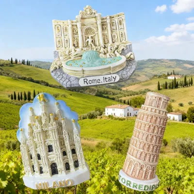 Resin Refrigerator Magnets Rome Italy Milan Leaning Tower of Pisa Creative Travel Souvenirs Fridge Magnet