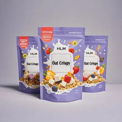 Custom Aluminum Foil Zipper Stand Pouch Grain Crisp Cereal Cornmeal Oats Candy Cookie Snack Lollipop Packaging Mylar Bags