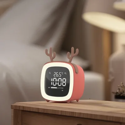 Cartoon LED Digital Alarm Clock 3 Modes Silent Display Snooze Nap Timer Bright Night Light for Baby Child's Room Table Calendars
