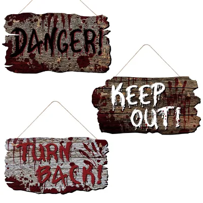 Bloody Hanging Sign Scary Zombie Vampire Theme Party Sign Door Wall Signs Yard Party Outdoor Decorations Halloween Home Decor