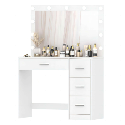 Custom Luxury Mirror Dresser Modern Wall Mounted Dresser Design with LED Mirror and Bedroom Drawers