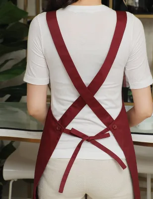 Household Cleaning Reusable Polycotton Sleeveless Apron Heat Resistant Non-Slip Eco Friendly Waterproof Cross Back Chef Style