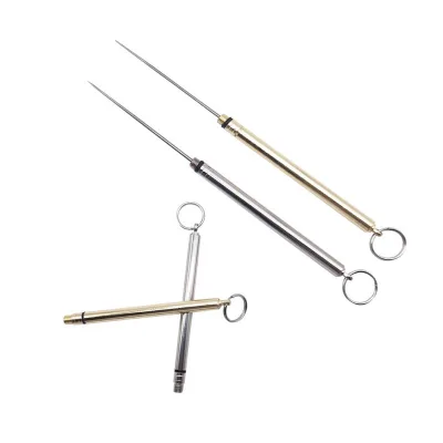 Portable Metal Titanium Alloy Slender Storage Box Holder Toothpick With Ring for Outdoor