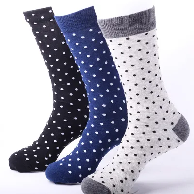 Winter Eco-Friendly Comfortable Cotton Casual Breathable Sweat-Absorbent Quick Dry Anti-Bacterial Novelty Tube Polka Socks Men