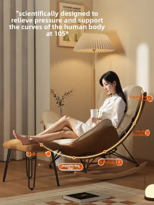 Single Modern Rocking Sofa Chaise Lounge Tech Fabric Light-Luxury Living Room Balcony Leisure Adult-Sized Sleeper Home Furniture