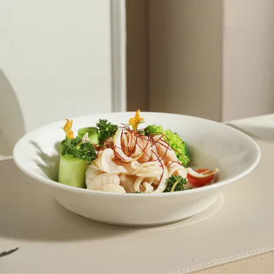 European-style Modern Minimalist Ceramic Single Deep Dish Soup Bowl Pasta Plate Microwave Safe Hotel Restaurant Dinnerware