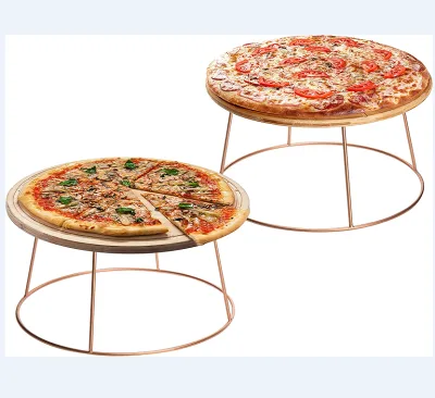 Rose Gold Wire Metal Pizza Tray Stand Holder Pizza Box Riser Serving Platter Pedestal Set