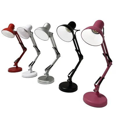 Flexible Swing Arm Table Lamp Clamp Mount Desk Lamp with Clip and Rotatable Table Lamp Head Black Reading Light for Home Office