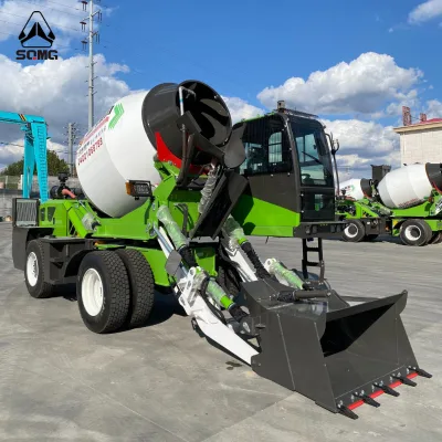 Self Loading Concrete Mixer Truck 3.5m³ Forward & Reverse Dual Drive System Self Feeding No Need Turn Around Narrow Roads