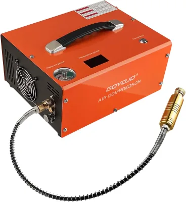 GOYOJO 4500 PSI Portable Air Compressor 12V DC 110V AC Dual Power 300W Fast Fill with Auto Shutoff for PCP Airgun Scuba Tank