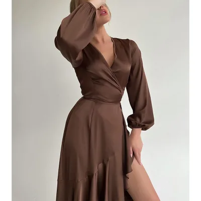 Custom Hot Sale Casual Neck Dress With Belt Dresses, Summer Plus Size Print Halter Womens /
