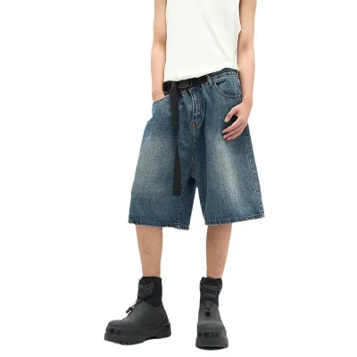Straight Loose Double Waist Summer Loose Skates Jotz Defiant Jeans Wash Men's Jeans Shorts