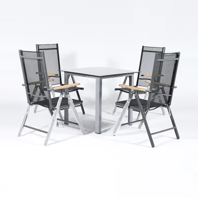 Modern Eight-Position Outdoor Stacking Garden Chair Adjustable Metal Frame Alu Panel for Living Room Exterior Hotel Courtyard
