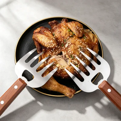 Long Handle Metal Meat Divider BBQ Tool Bear Claw Multi-functional Meat Shredder