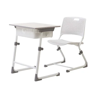 NEW student desk and chair with adjustable height flexible customized materials plastic and wood chair for school