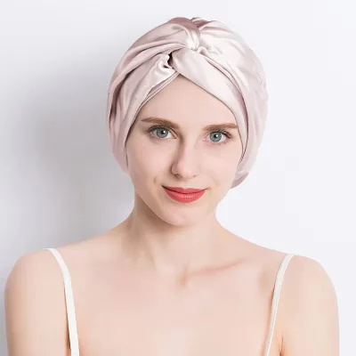 2025 Hot Sale Wholesale 100% Silk Satin Bonnet Hair Cover Sleep Cap Custom logo Bonnets and Silk Wraps
