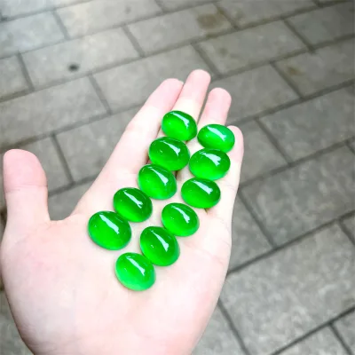Type C Quality Jade Cabochon Green Jade Cabochon Polished Oval Cabochon Beads Accessory for Jewelry DIY
