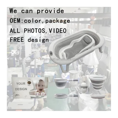 Wholesale Baby Bathtub Set Kids Foldable Bathtub Grey Plastic Washbasin Bucket Rack Cup Baby Bath Tub Set