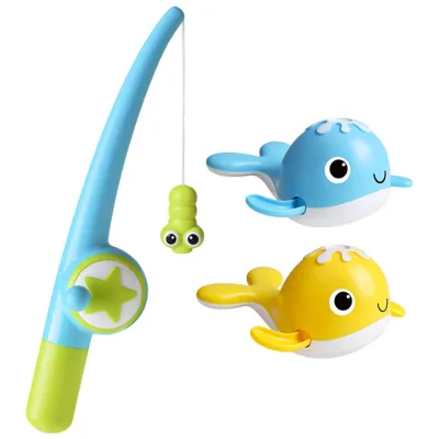 BJQ Baby Bath Toys Magnetic Animal Fishing Wind-up Swimming Whales Bathtub Game Water Tub Toy Set for Toddlers Kids