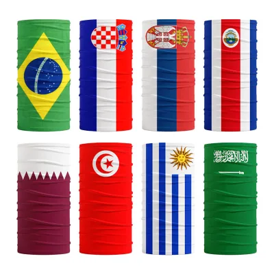 2026 Sports Events Polyester National Country Flag Designs Tubular Scarf Breathable Face Mask Bandana for Sports Cycling Use