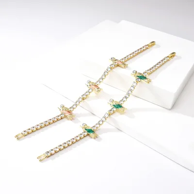 Elfic High Quality 14K Gold Plated Zircon 20CM Adjustable Woven Charm Tassel Religious Christian Unisex Multi-colors Bracelet