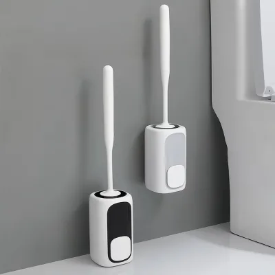 Wall-Mounted All-Around TPR Hotel Use Bathroom Cleaning Long Handle Toilet Brush Set Modern Minimalist Design
