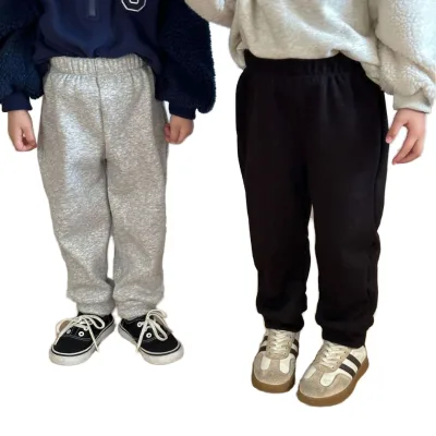 2023 Autumn and Winter Kids Clothing Plush Fleece Sports Pants Casual Corduroy Sweatpants OEM Supply