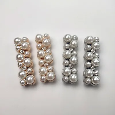 Metal Pearl Rhinestone Shoe Decoration Rectangular Ornament With Hole for Ribbon Threading Footwear & Apparel Trimming