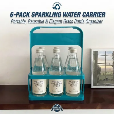 Eco Friendly Reusable Bottle Carrier 6 Pack Beverage Caddy for Glass Water Bottles Kitchen Storage Outdoor Picnic Party