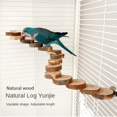 Solid Wood Platform Bird Supplies Hamster Ladder Toy Parrot Apple Ladder Climbing Frame for Molar Bite Landscape for Birds