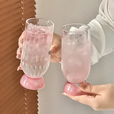 pink Mountain Thick Base Mountain Viewing Cup High Appearance Creative Glass Cup Coffee Cup Beer Cup Juice Cup