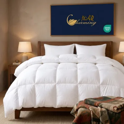 Luxury Duvet   850-800FP  70%  90%  Washed Goose / Duck  Down Duvet 233T/300TC Cotton Fabric Baffle Box Stitching