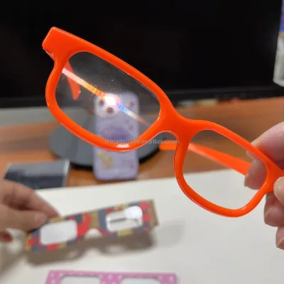 Student Science Shutter 3D Paper Glasses Grating Lens Chroma Depth Children's Drawing Colorful 50-80" Virtual Screen