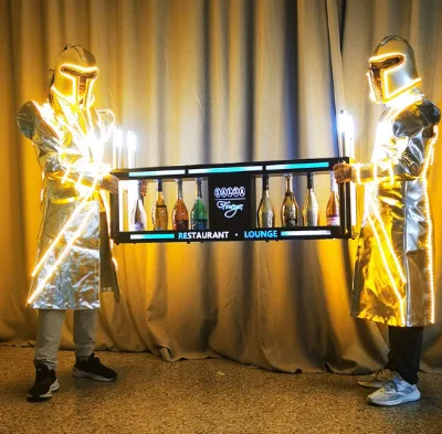 Led Bottle Presenter Glorifier for Night Club Bar Party Iron Vip Serving Tray Liquor Wine Rack Illuminated Bottle Bottle Holder