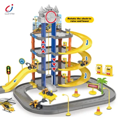 Hot Diy Assembled 4 Floors Slot Engineering Car Track Educational Kids Parking Lot Toys Lift