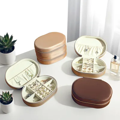 Portable Luxury Style Rain Silk Jewelry Storage Box, Home Earring Storage Box, Leather Jewelry Box