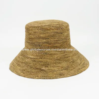 Wholesale New Fashion Classic Elegant Sun-protective Raffia Straw Crochet Bucket Hat for Women Summer Straw hat Supplier