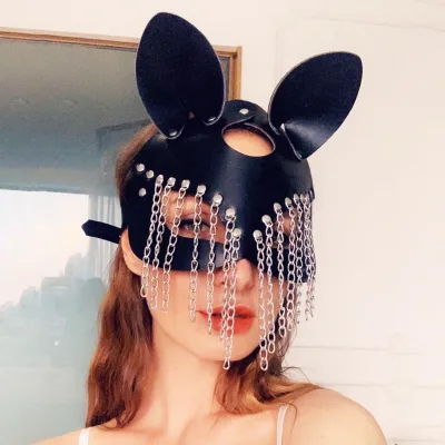 Punk Personality Chain Leather Mask Party Costume Ball Women Man Decorative Mask Eye Mask Fashion Accessories