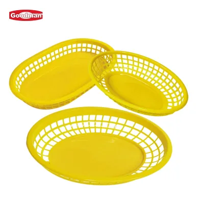 plastic oval food serving basket rasta color fast food fry bread basket for restaurant kitchen catering use