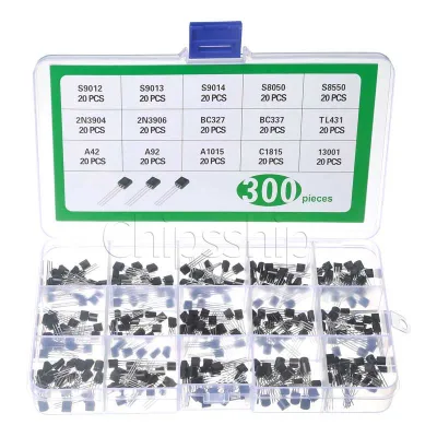 Chipsship A total of 300 S8050 A42 A92 TL431 13001 sample plug-in transistor triode sets in 15 specifications