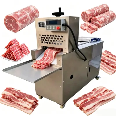 New Cnc Fully Automatic Frozen Meat Cutting Machine Lamb Beef Pork Slicing Rolling 304 Stainless Steel Adjustable Thickness 400w
