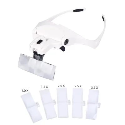Tattoo Headband Magnifier Glasses With LED Light Head Mount Magnifier Hands Free Magnifying Glasses With Light PMU Supplies