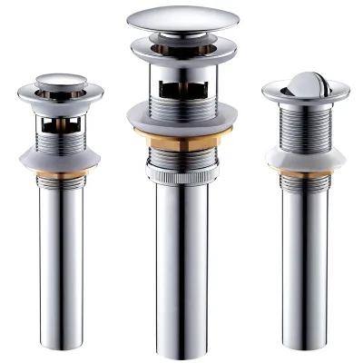 Modern Brass Body Stainless Steel Pipe Pop up Drain Overflow Bathroom and Kitchen Sink Stopper with Electroplated Finish